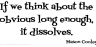 IF WE THINK ABOUT THE OBVIOUS LONG ENOUGH, IT DISSOLVES - MASON COOLEY